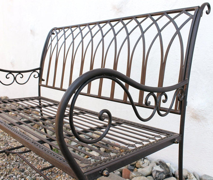 DanDiBo Gartenbank Metall Wetterfest Braun 110 cm Parkbank Romina 2-Sitzer Baumbank Sitzbank