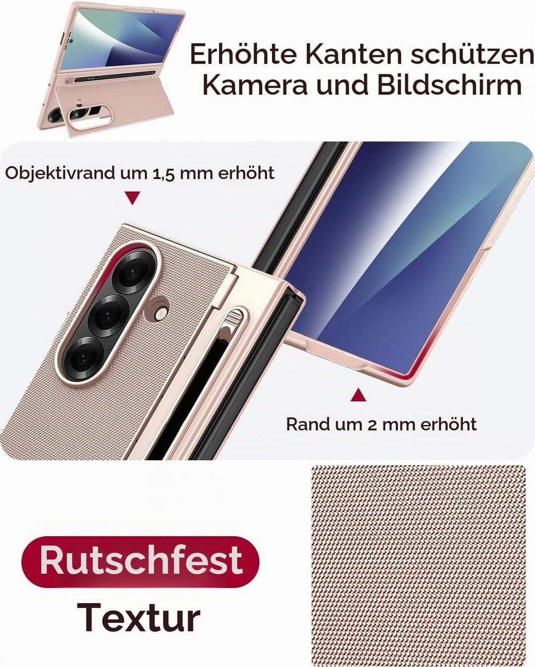 Miimall Kompatibel mit Samsung Galaxy Z Fold 7 Hülle mit S-Pen &amp; Stifthalter, [HD Displayschutz] Ult