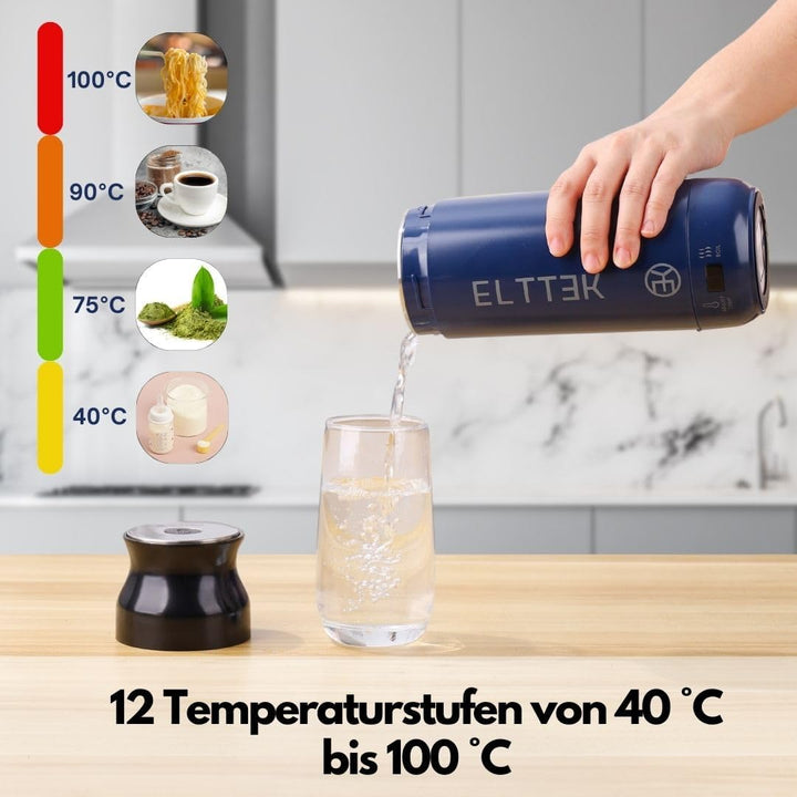 ELTTEK 450ml, Reise Wasserkocher Klein, 12 Temperaturoptionen, Mini-Wasserkocher für Reisen, kleiner
