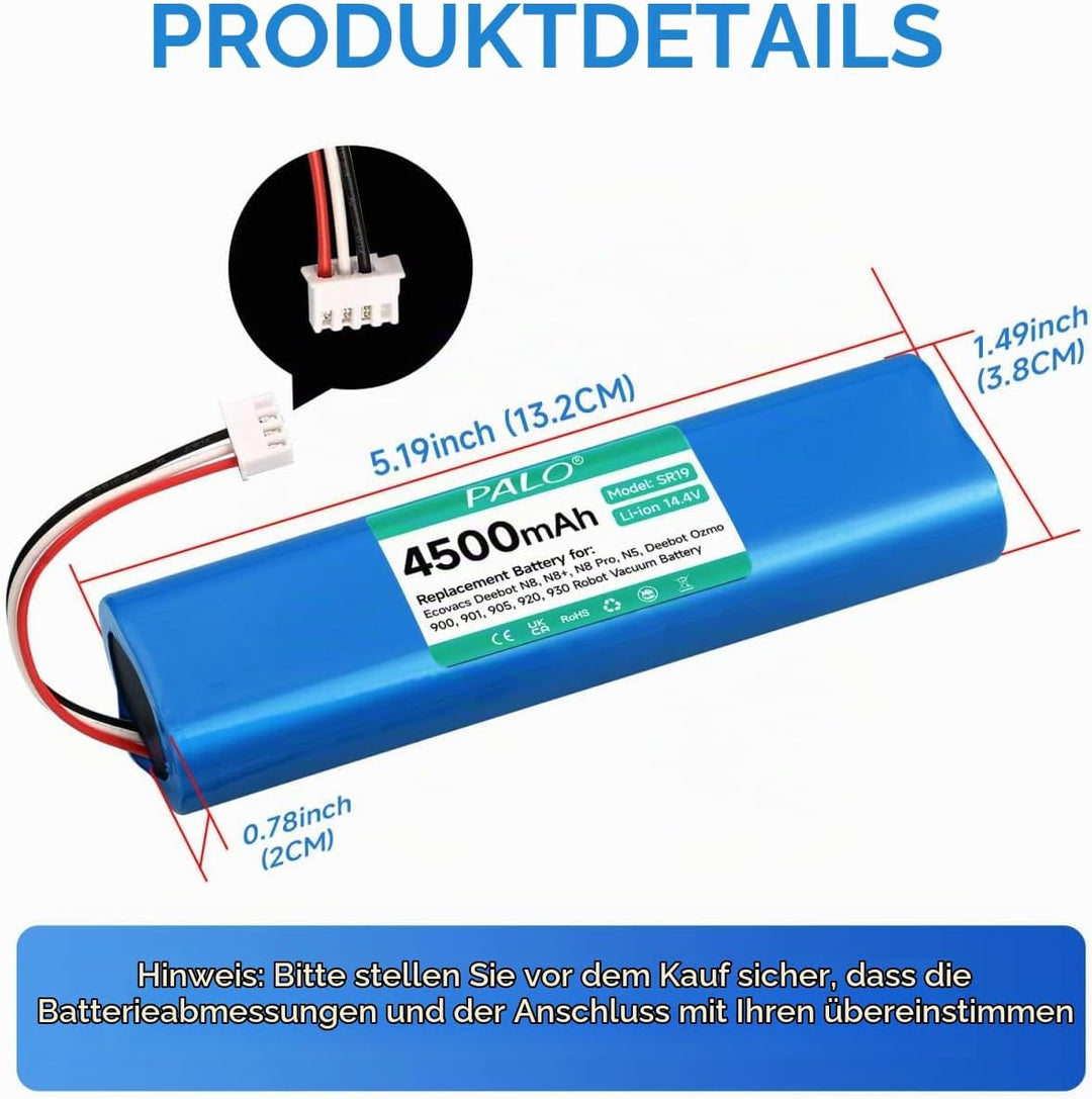 CITYORK 4500mAh 14,4 V Li-ion Ersatz Akku für Ecovacs Deebot N8, N8+, N8 Pro, N8 Pro+, N5 Home, Akku