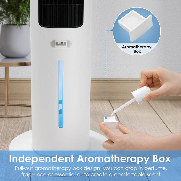LIFERUN Turmventilator mit Aromadiffuser Fernbedienung 3-Stufen-Klimaanlage mit Wasserkühlung, 50° O
