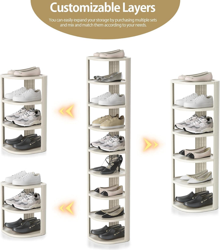 Schuhregal Schmal mit 7 Ebenen,Platzsparendes Kunststoff Schuhregal Schmal und Hoch,Verstellbarer Sc