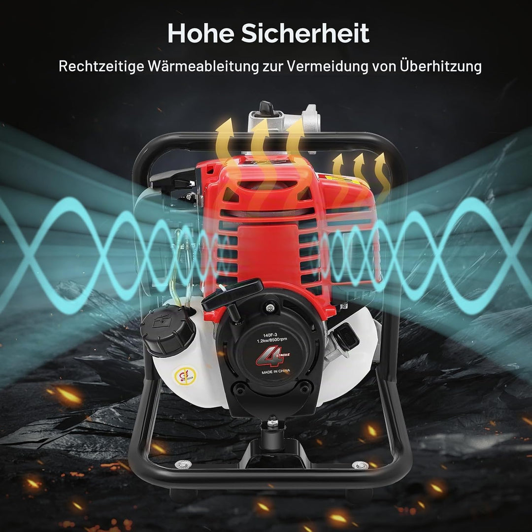 Benzin Wasserpumpe 4 Takt Motor Wasserpumpe 38CC 1.2KW Selbstansaugend Gartenpumpe Tragbarkeit Schmu