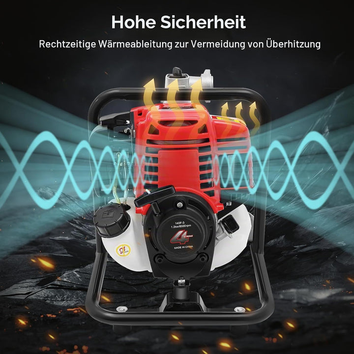 Benzin Wasserpumpe 4 Takt Motor Wasserpumpe 38CC 1.2KW Selbstansaugend Gartenpumpe Tragbarkeit Schmu