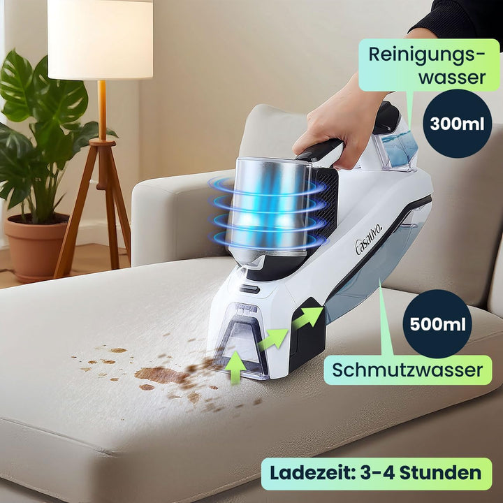 Kabelloser Profi Waschsauger 60W mit Li-Ion-Akku – Leistungsstarker Fleckenentferner für Polster, Te