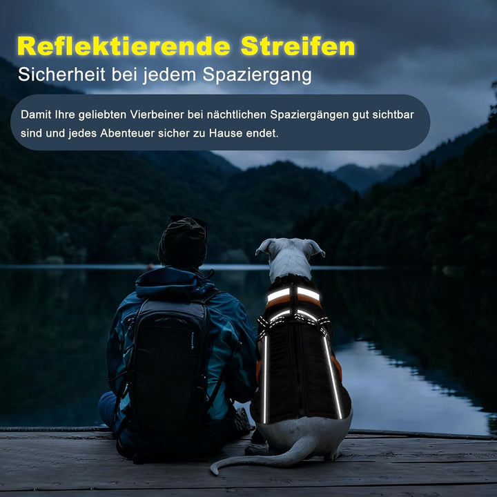 FEimaX Hundemantel Wasserdicht Winddichte Winter Fleece Hundejacke mit Geschirr Hund Wintermantel Wa