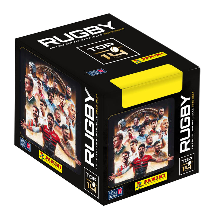 Panini RUGBY TOP 14 2023-2024 Box mit 50 Hüllen mit je 5 Aufklebern + 1 Karte