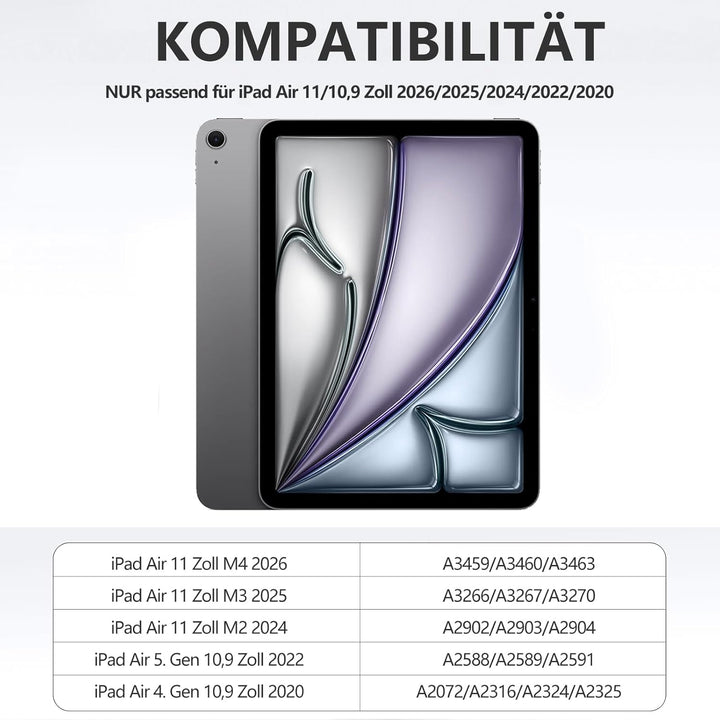 Hülle mit Tastatur für iPad Air 11 Zoll M3 2025 M2 2024/Air 5 Generation 2022 4 Gen 2020 10,9 Zoll,