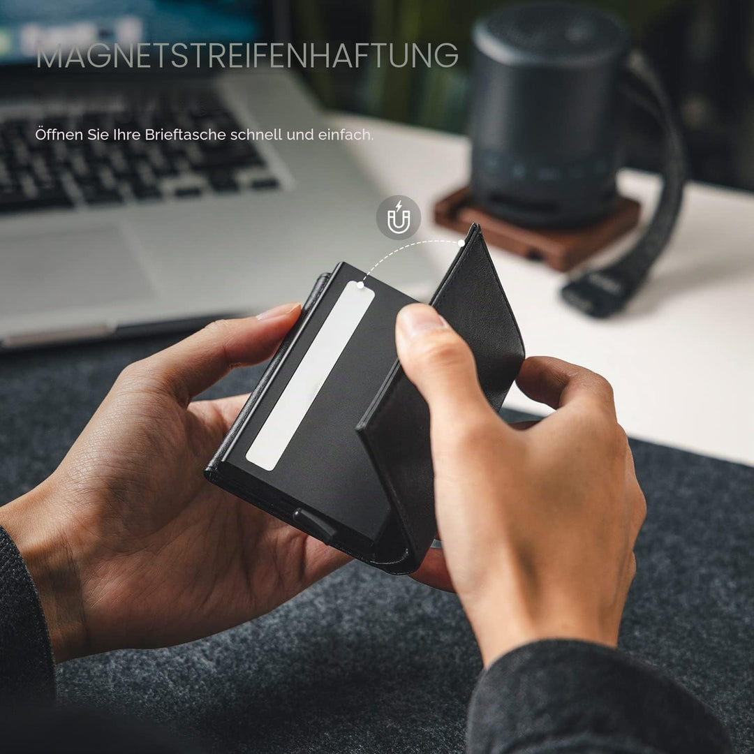 VULKIT Kreditkartenetui für Herren, Pop-up-Kartenetui, RFID-blockierendes Leder-Kartenetui mit Gelds