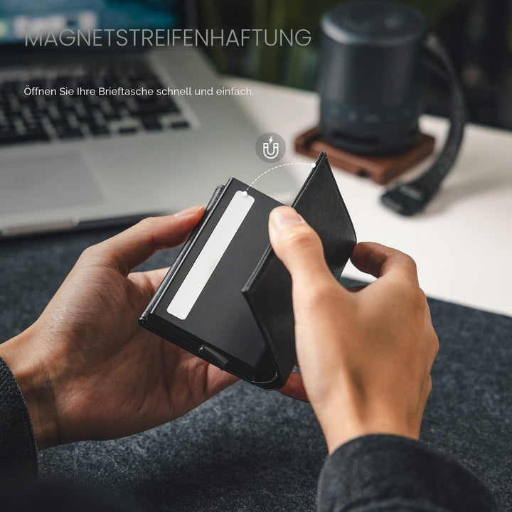 VULKIT Kreditkartenetui für Herren, Pop-up-Kartenetui, RFID-blockierendes Leder-Kartenetui mit Gelds