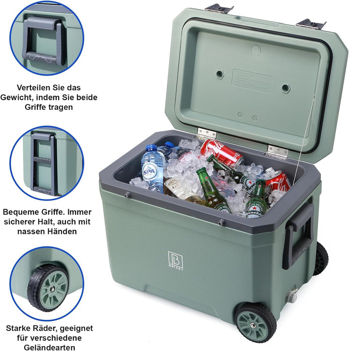 Brisby Kühlbox Camping - 45L, Kühlbox ohne Strom, inkl. 4 Dicke Kühlelemente, 3 Tage kühle Isolation