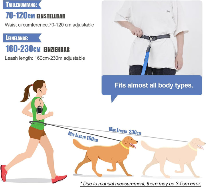Snocyo Joggingleine Hunde, Jogging Hundeleine für Mittelgrosse und Grosse Hunde, Elastische und Refl