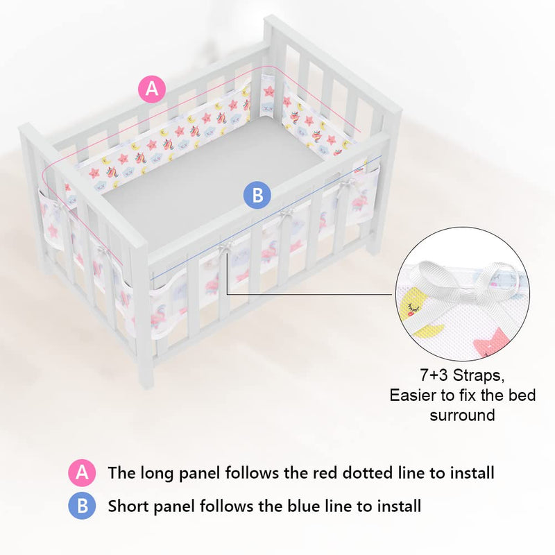 Vicloon Bettumrandung Nestchen, Nestchen für Kinderbetten Kantenschutz Baby Babybett, Kopfschutz Bab