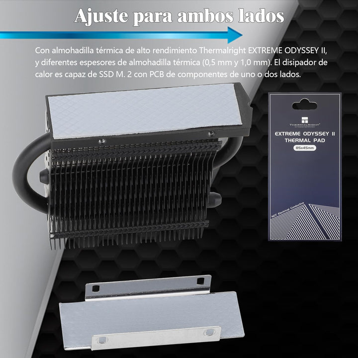 Thermalright HR-09 2280 PRO zwarte SSD heatsink, dubbelzijdig koellichaam, met thermisch siliconenku