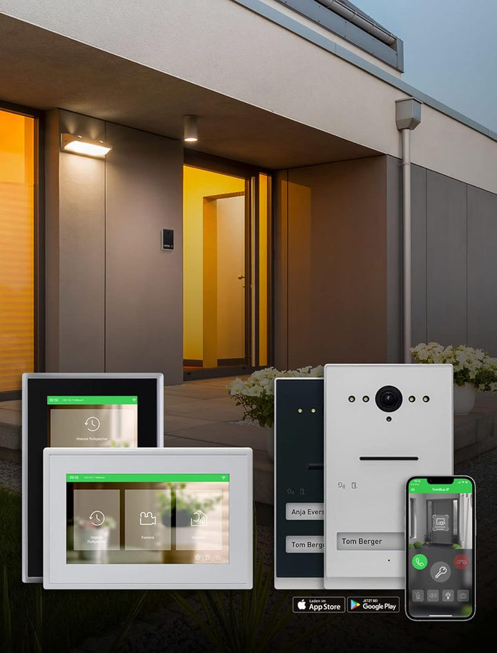 Schneider Electric Ritto Video-Gegensprechanlage, Twinbus IP Set mit App, 7 Zoll HD Monitor, 2-Famil