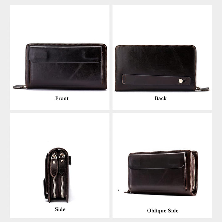 PORRASSO Herren Geldbörse Leder Clutch Tasche Kreditkartenetui Brieftasche Handytasche Portemonnaie