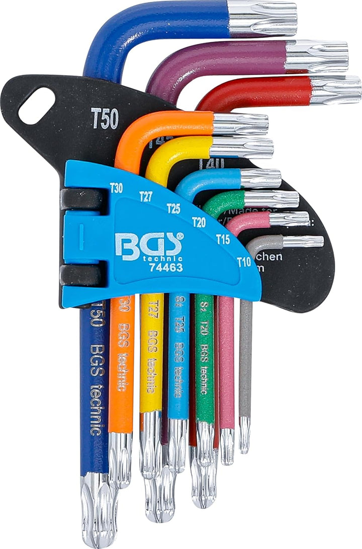 BGS 74463 | Winkelschlüssel-Satz | Multicolour | kurz | T-Profil (für Torx) mit Bohrung und Kugelkop