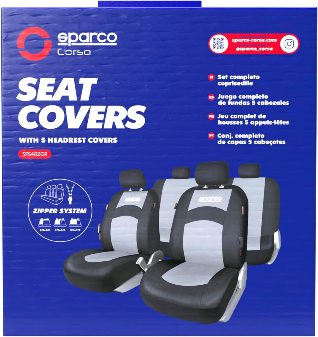 SPARCO SPCS402GR Schonbezüge-Kompletteset von 5 Kopfstützen, Schwarz/Grau 402 INTL GRAU, 402 INTL GR