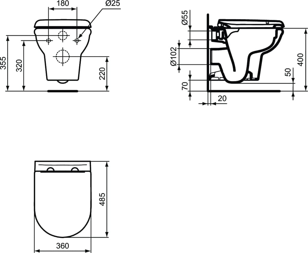 Ideal Standard UV09001 Original Exacto WC-Sitz mit Softclosing Exacto Weiss Wrapover|Gerundet|Soft c