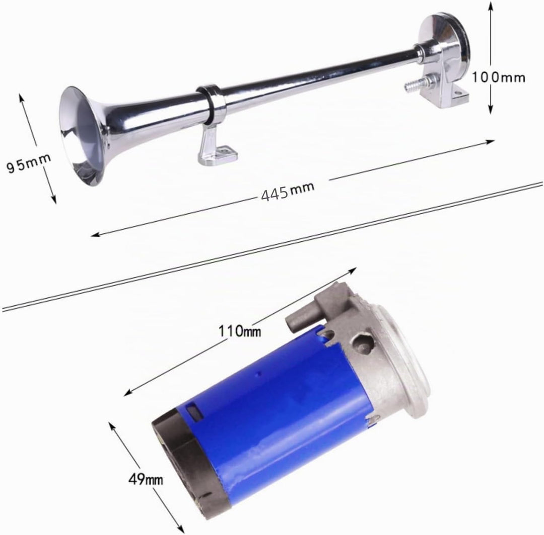 Autohupe Lufthorn Chrom Zink LKW Horn Schiff Horn Single Trompete 24V Car Air Horn Silber Ein Lautsp