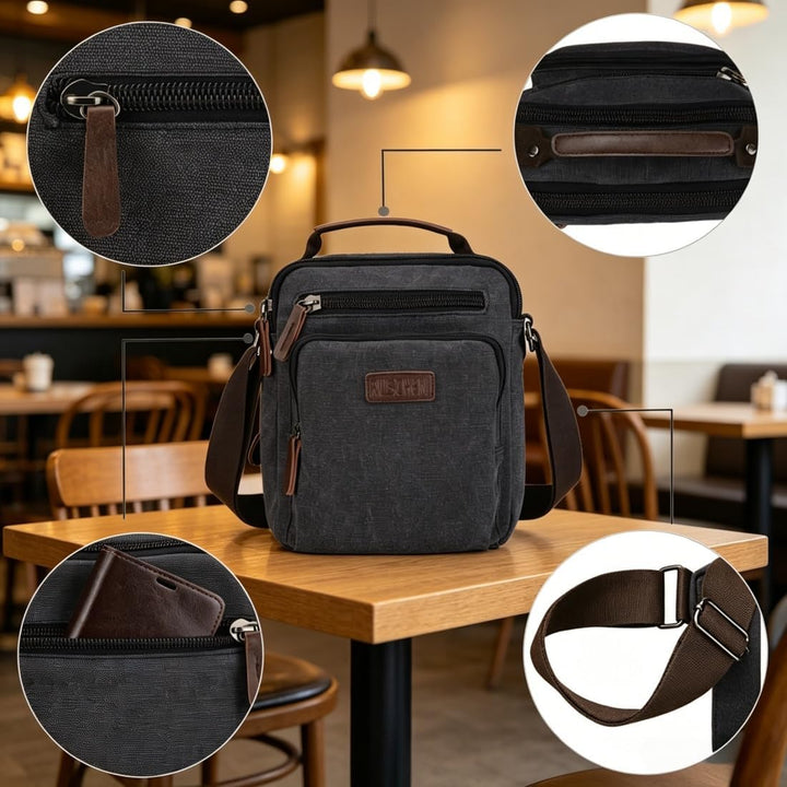 Umhängetasche Schultertasche für Herren, Damen und Jungen, Kuriertasche aus Canvas, Herrentasche für