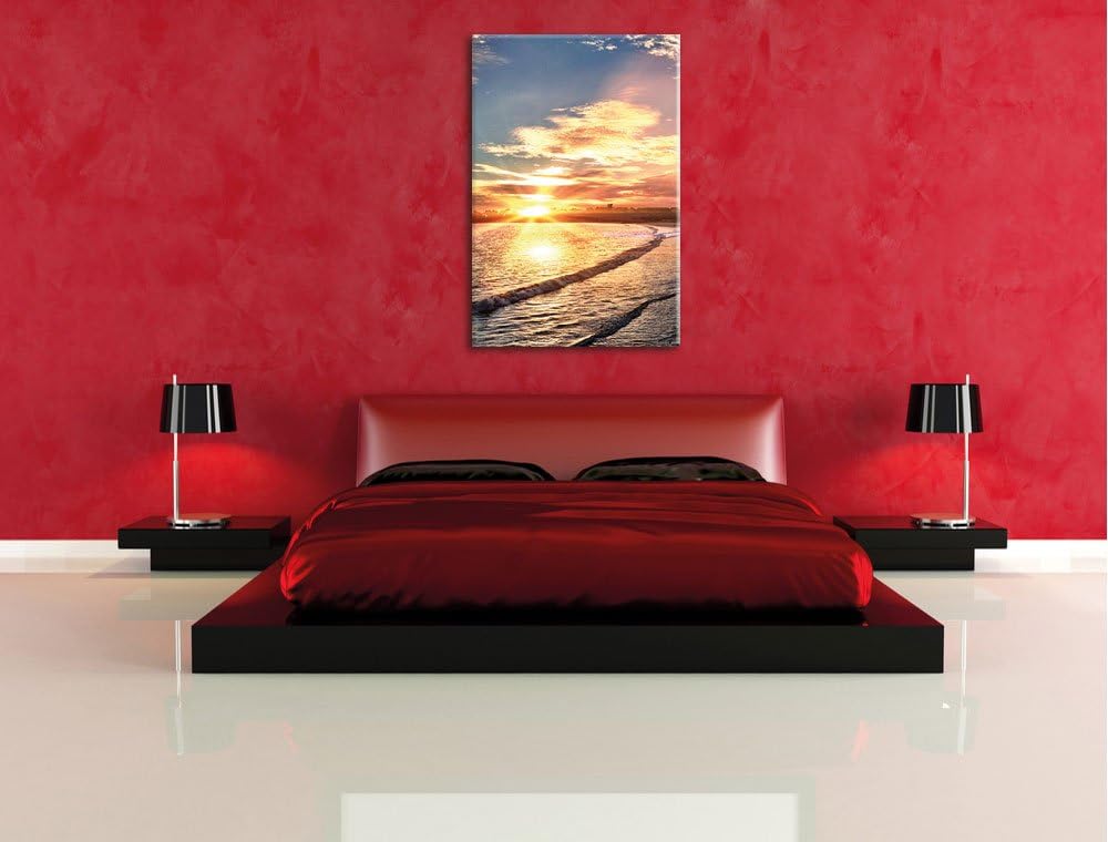 Los Angeles Beach, Format: 100x70 auf Leinwand, XXL riesige Bilder fertig gerahmt mit Keilrahmen, Ku