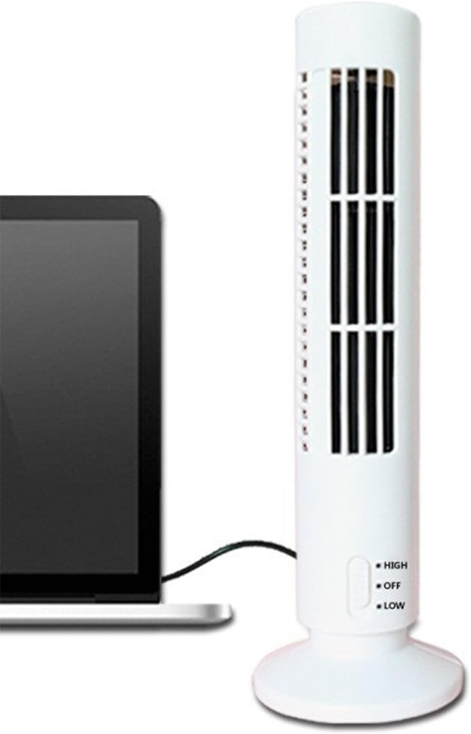 USB Flügelloser Turmventilator, Oszillierend 2 Geschwindigkeiten | Wiederaufladbar, Leiser Betrieb,