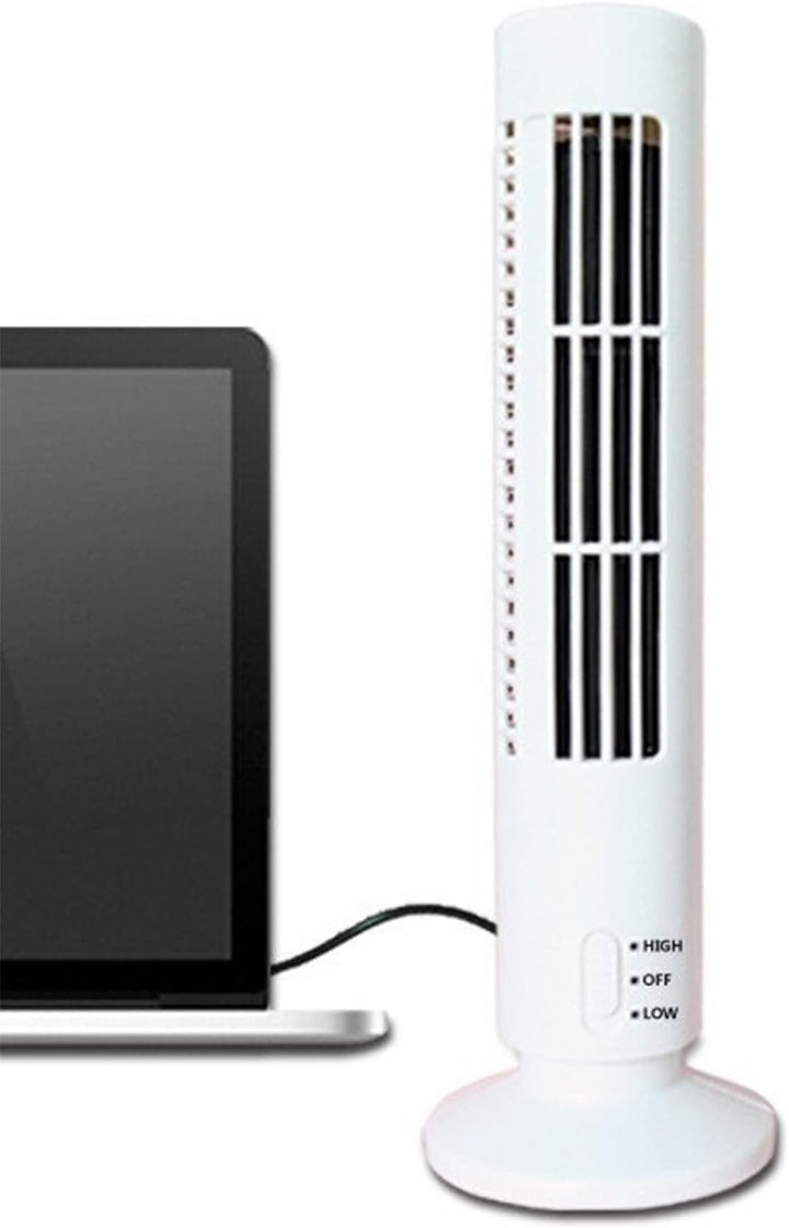 USB Flügelloser Turmventilator, Oszillierend 2 Geschwindigkeiten | Wiederaufladbar, Leiser Betrieb,