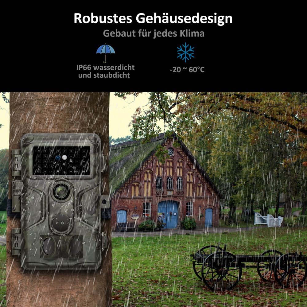 GardePro A3S Wildkamera 48MP 1296P H.264 Video Wildtierkamera mit Klarer 30M No Glow Infrarot, 0.1s