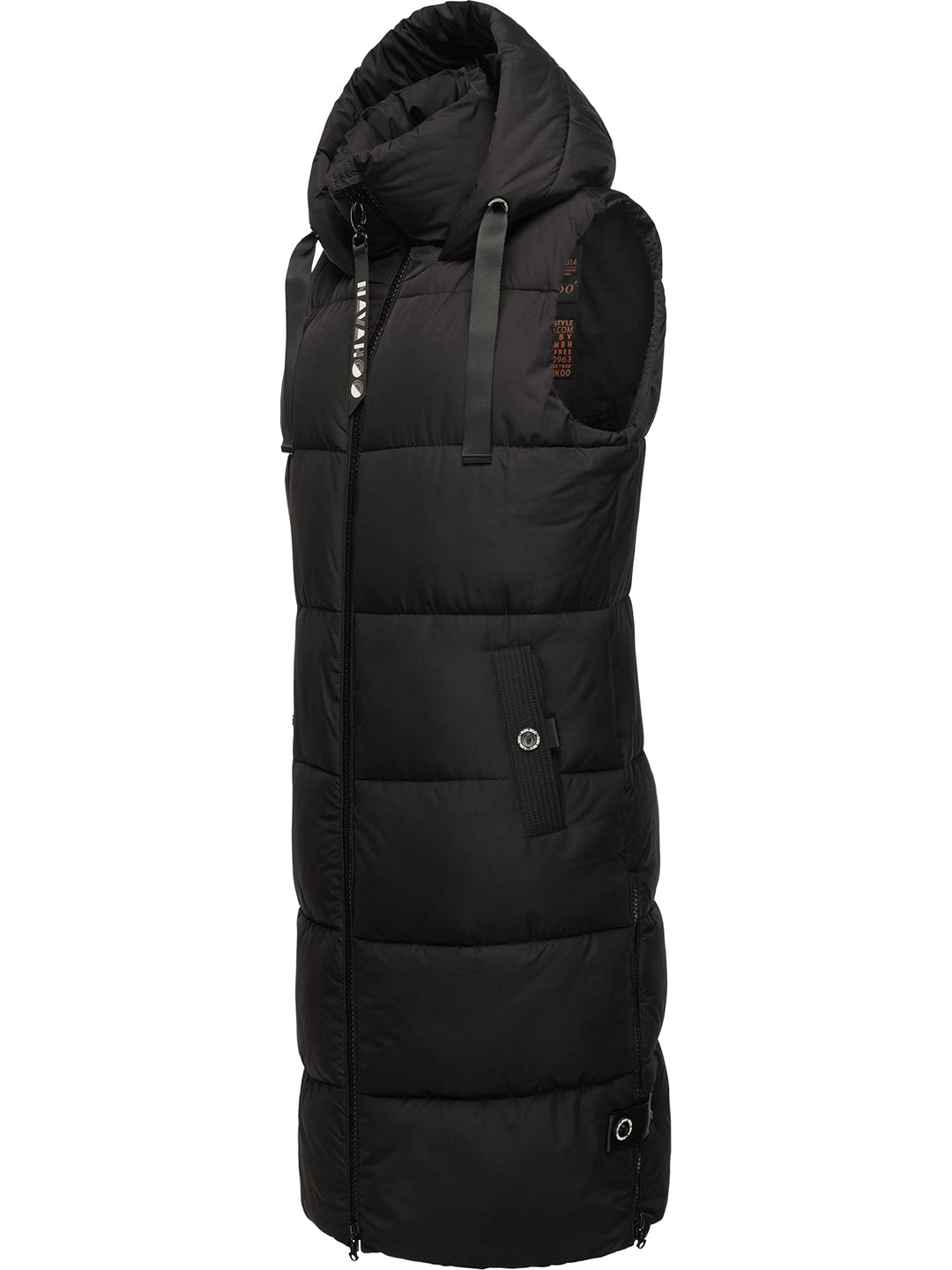 Navahoo Damen ärmellose lange Outdoorweste warme Winterjacke Schnuffelchen XS-3XL S Schwarz, S Schwa