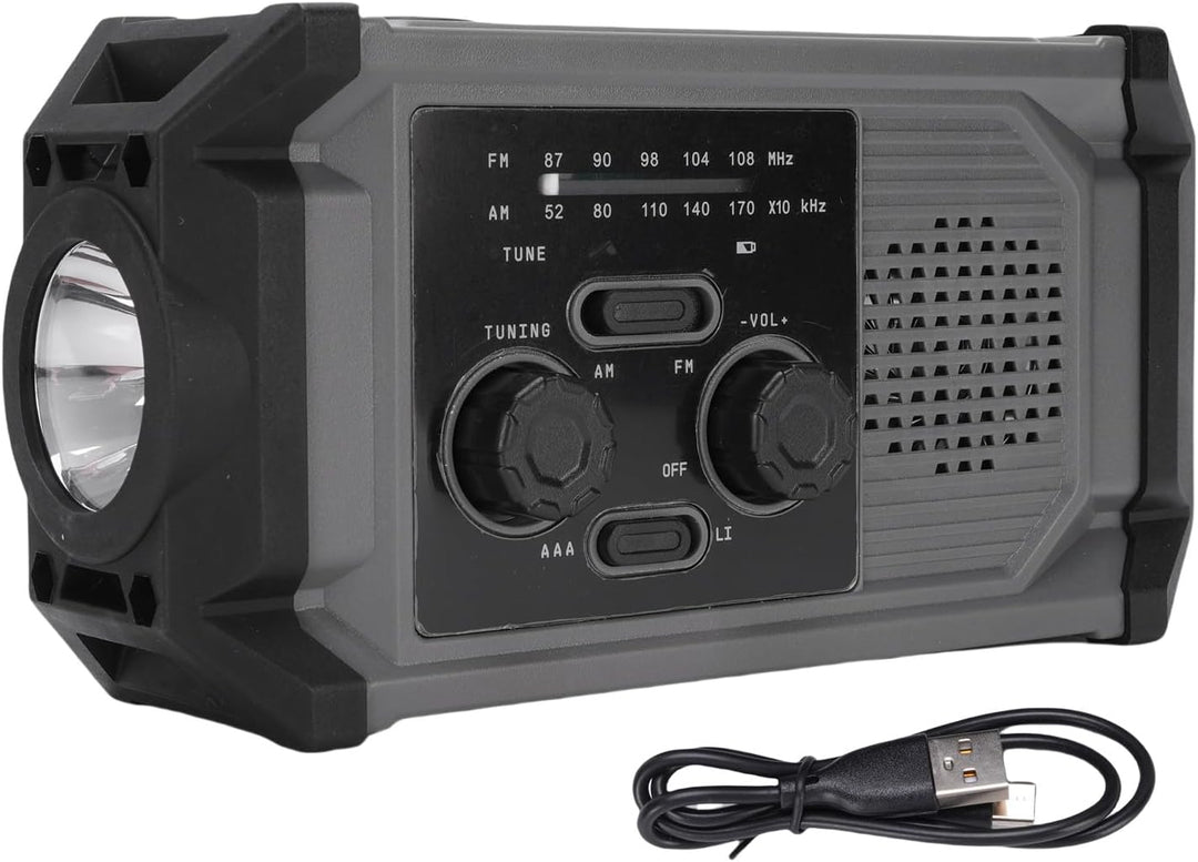 Solarbetriebenes Kurbelradio mit Kurbel, 3 LED-Helligkeit von Lalligne, Multi-Power, Handheld AM/FM