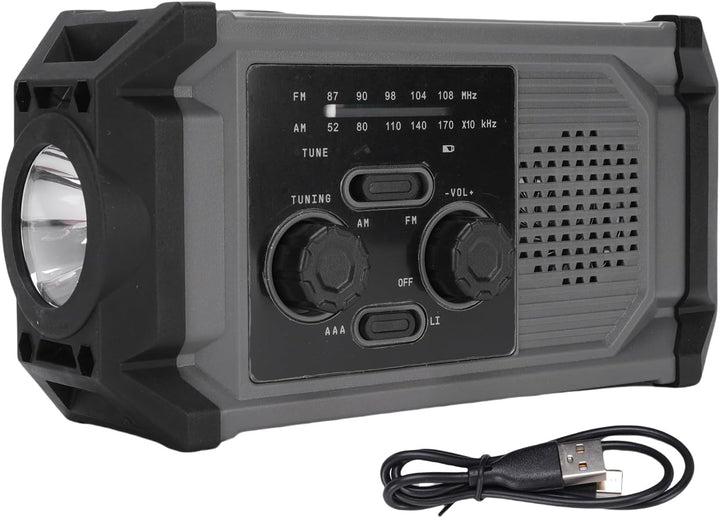 Solarbetriebenes Kurbelradio mit Kurbel, 3 LED-Helligkeit von Lalligne, Multi-Power, Handheld AM/FM