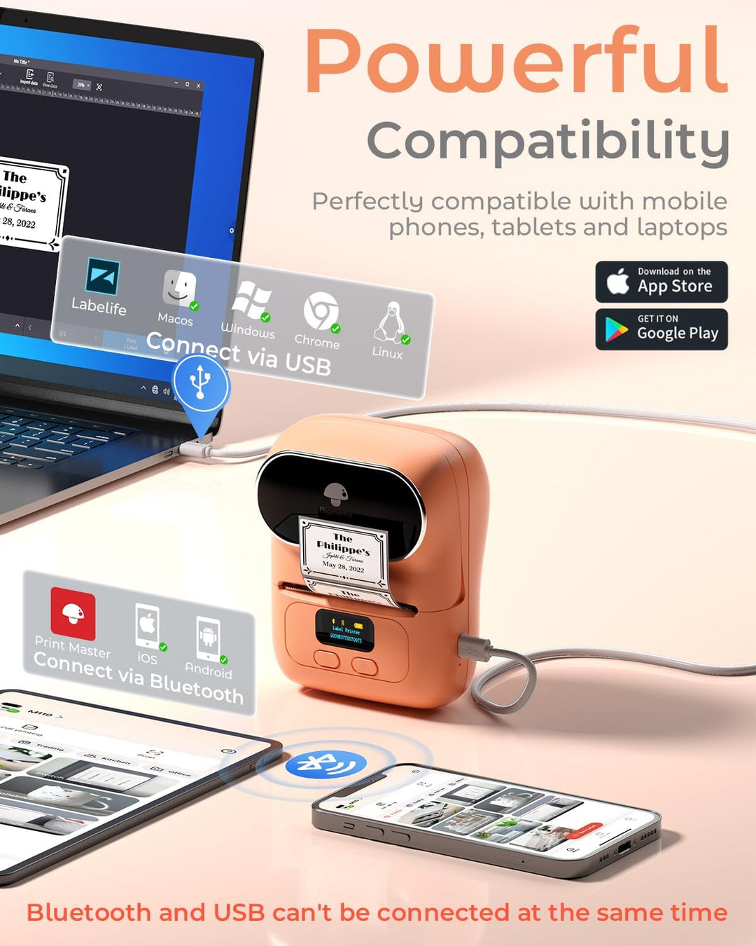 Phomemo M110 Etikettendrucker - Mini Bluetooth Etikettendrucker, Thermo Etikettendrucker Handdrucker