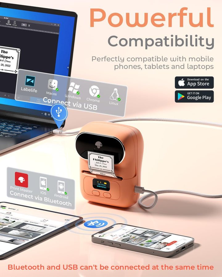 Phomemo M110 Etikettendrucker - Mini Bluetooth Etikettendrucker, Thermo Etikettendrucker Handdrucker