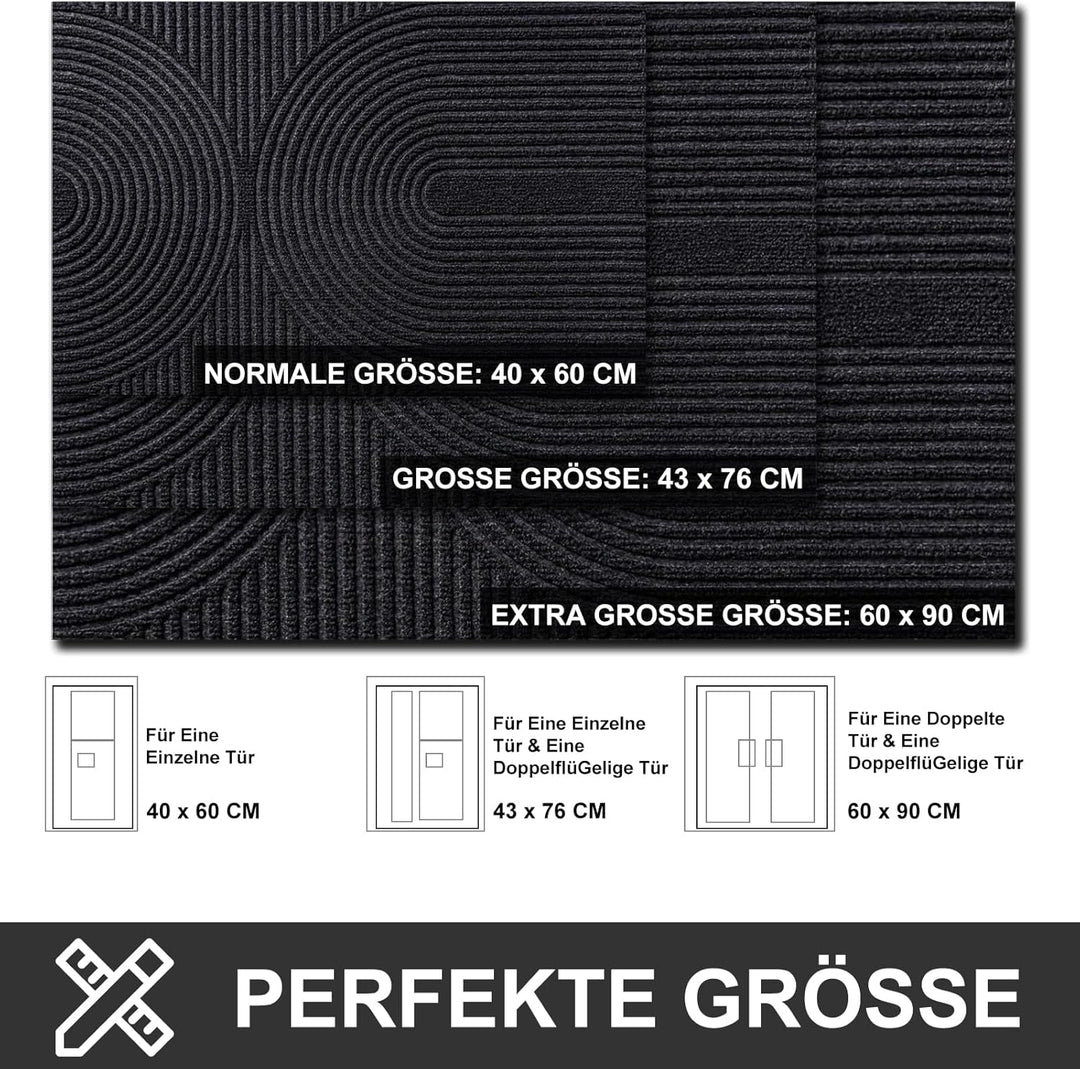 Fussmatte 43x76 cm Innen und Aussen - rutschfeste Schmutzfangmatte - Waschbar Fussmatte, Wasserdicht
