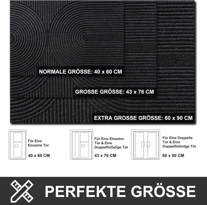 Fussmatte 43x76 cm Innen und Aussen - rutschfeste Schmutzfangmatte - Waschbar Fussmatte, Wasserdicht