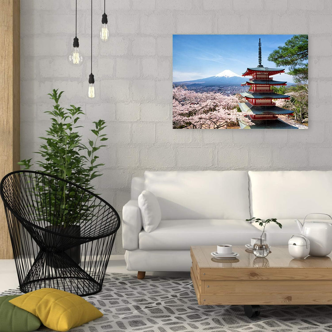 Leinwandbild XXL Japan Wandbild Kunst Architektur Blau 120x80 cm Leinwandbild 120x80 cm Blau_b, Lein