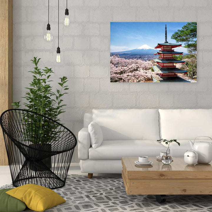 Leinwandbild XXL Japan Wandbild Kunst Architektur Blau 120x80 cm Leinwandbild 120x80 cm Blau_b, Lein