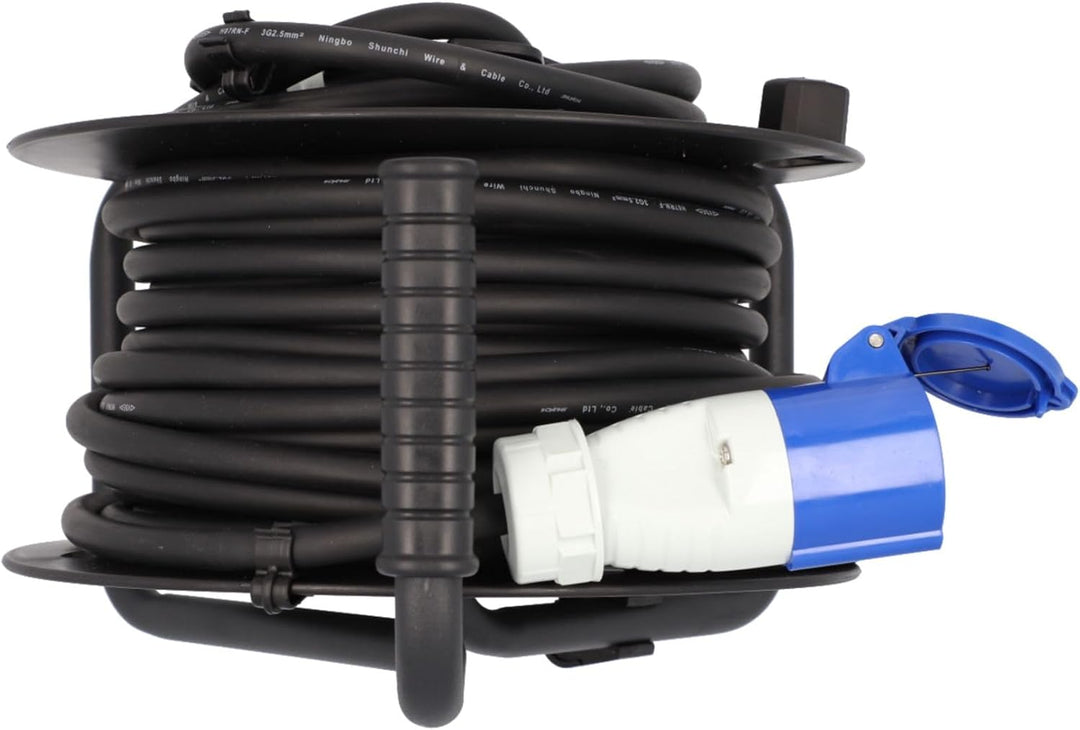cartrend Explorer CEE Kabeltrommel mit 1 CEE-Stecker und 1 CEE-Kupplung, Verlängerungsleitung für da