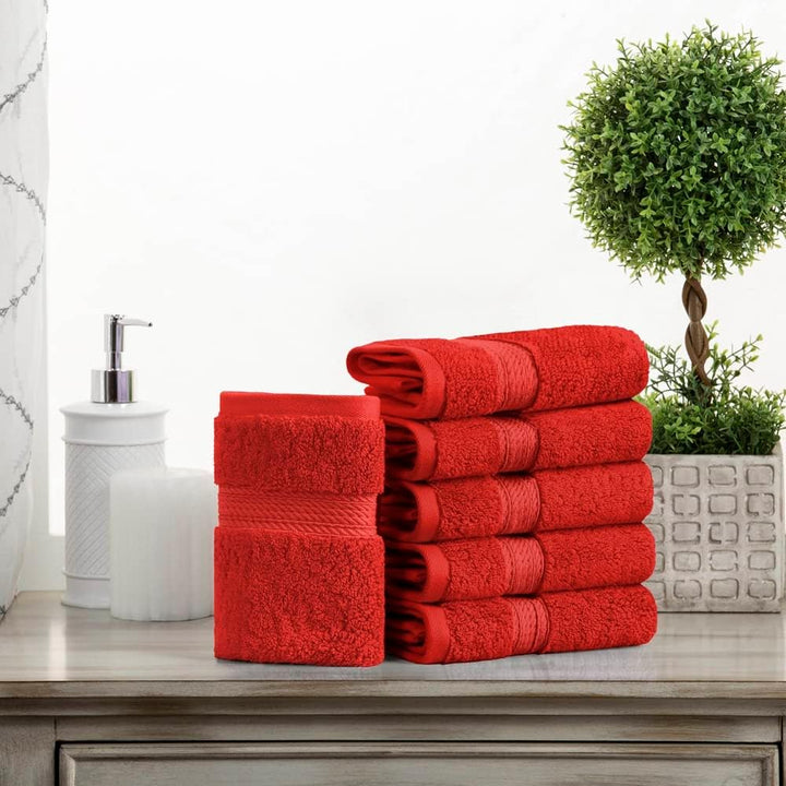 Superior Handtuch-Set, ägyptische Baumwolle, 33 x 33 cm, Rot, 6-teilig 6PC Face Rot/Ausflug, Einfarb