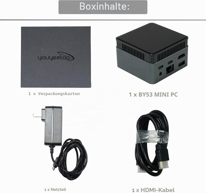youyeetoo BY53 Mini PC, Intel N150 CPU - up to 3.6GHz, 12GB LPDDR5 4800MHz RAM, 0GB - 512GB M.2 NVME
