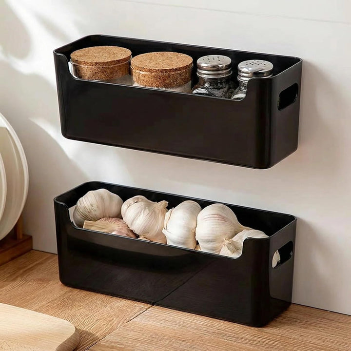 4 Stück Aufbewahrungsboxen mit Griff 25×8×9 cm,Niedrigeren Vorderseite Aufbewahrungskorb,Aufbewahrun