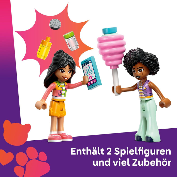 LEGO Friends Zuckerwattestand, Spielset für kreative Rollenspiele mit 2 Minifiguren, fahrbarem Stand
