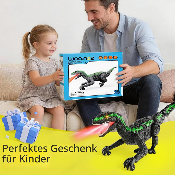 Fernsteuerungs-Dinosaurier für Kinder ab 3, 2,4 GHz RC-Dino mit 3D-Augen &amp; 3 Geräuschen, interaktive