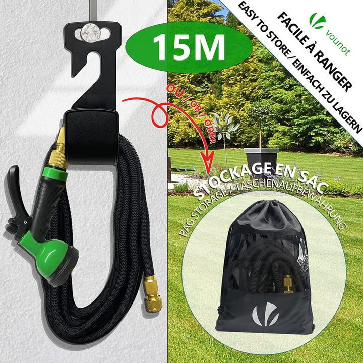 VOUNOT Flexibler Gartenschlauch 15 m, Flexibel Wasserschlauch Dehnbarer mit 10 Sprühfunktionen, 1/2