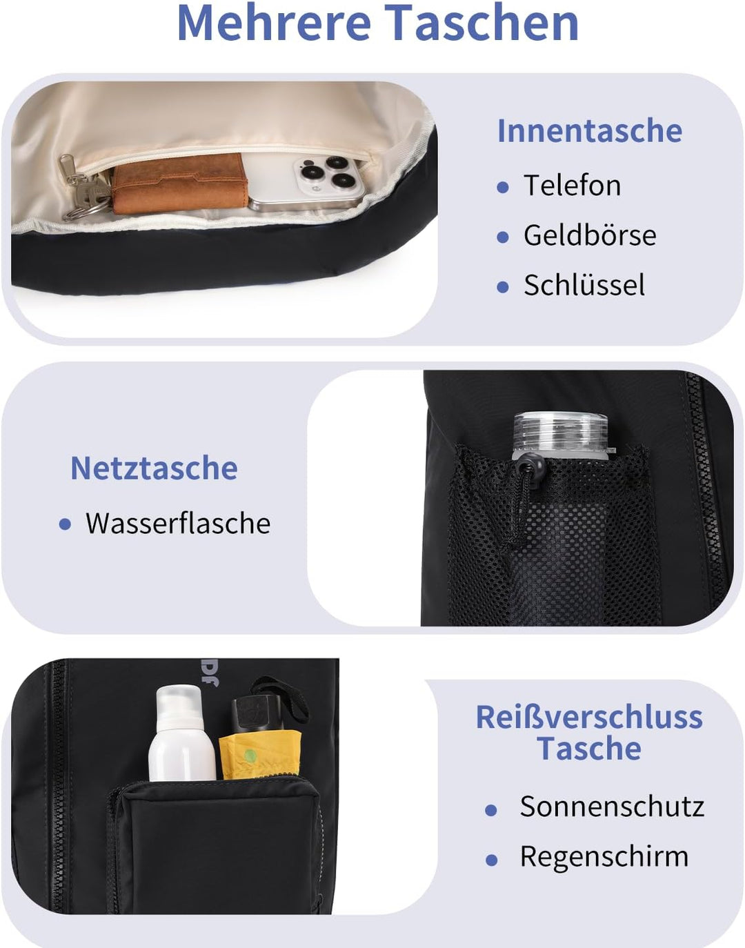 WANDF Turnbeutel mit Schuhfach, Sportbeutel Wasserabweisend,Gym Bag mit Kordelzug für Damen Herren K