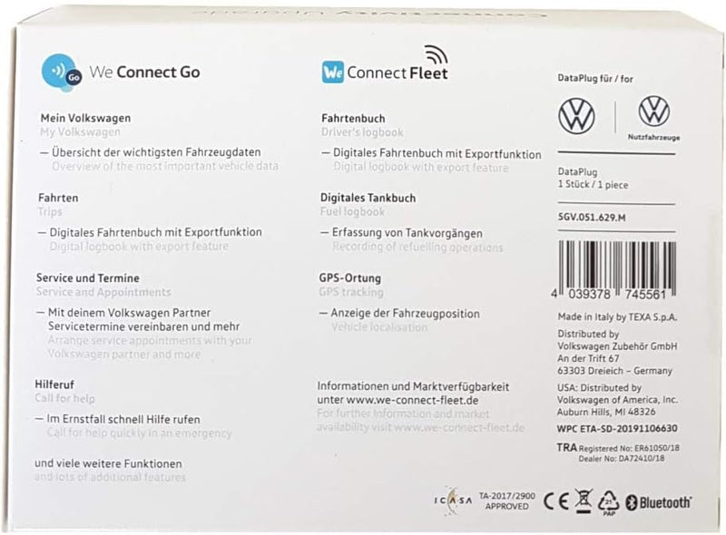 Volkswagen 5GV051629M DataPlug Can-Lesemodul Dongle Smartphone App WeConnect Go Single, Single