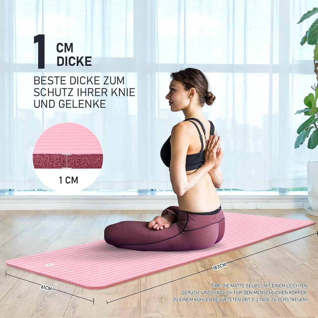 Yoga Matte Dicker, NBR Yogamatte Rutschfest Mit Tragegurt, Für Gymnastikmatte, Fitnessmatte, Sportma