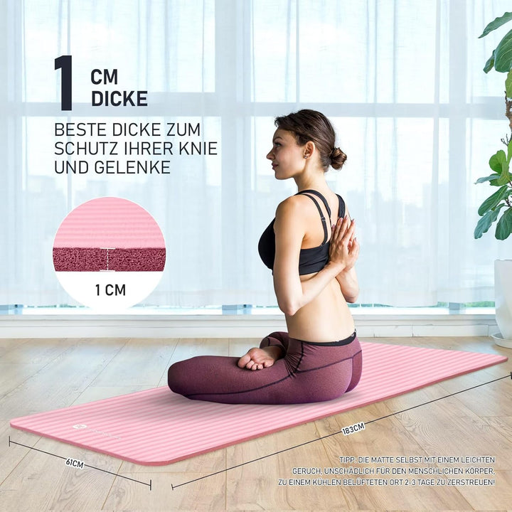 Yoga Matte Dicker, NBR Yogamatte Rutschfest Mit Tragegurt, Für Gymnastikmatte, Fitnessmatte, Sportma