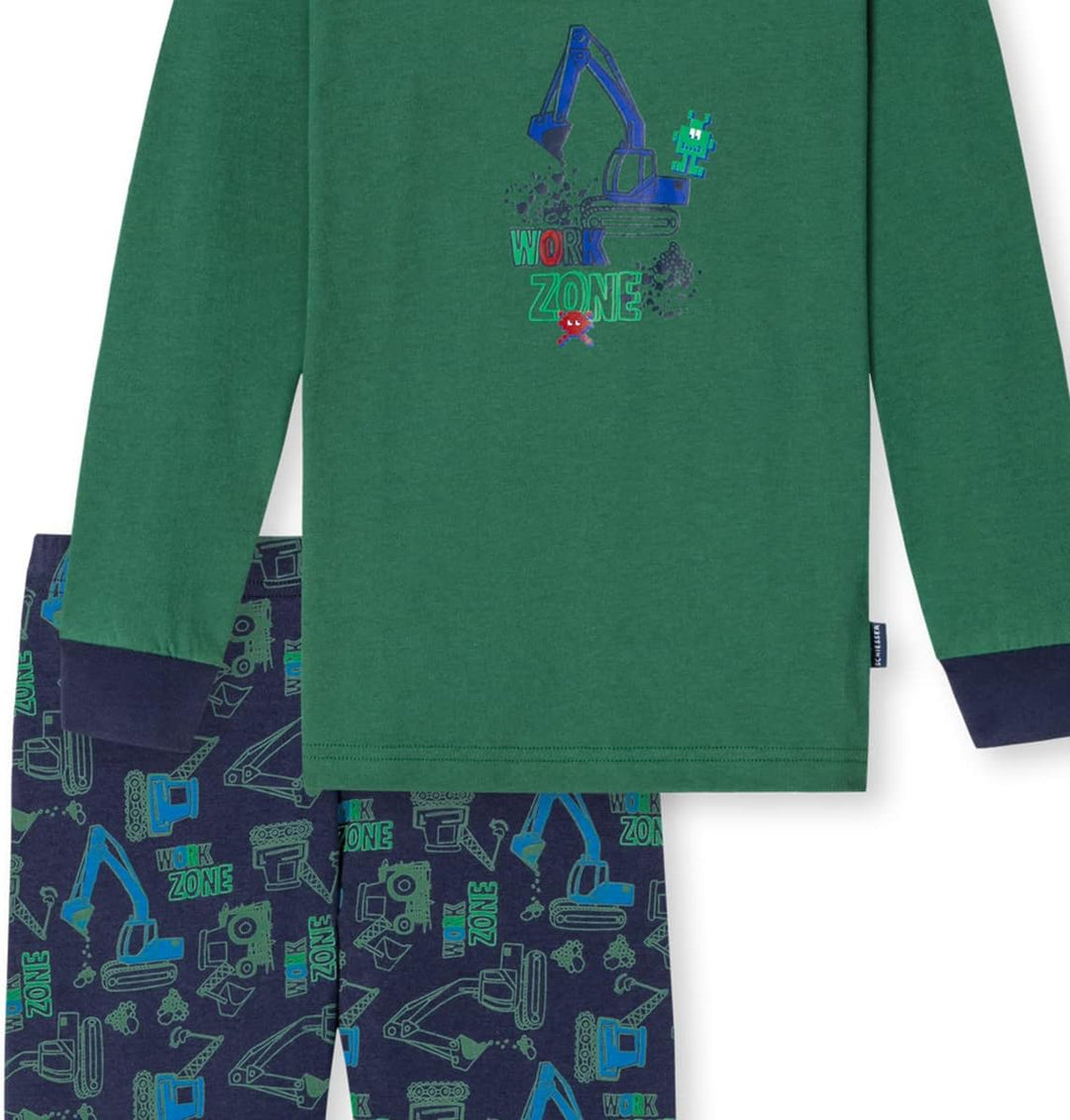 Schiesser Jungen Langer Schlafanzug-Organic Cotton Pyjamaset 116 Grün I, 116 Grün I